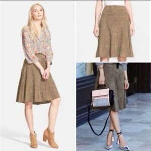 Joie Women's Tan Goat Leather Button Down Skirt, Size M Nordstrom Exclusive